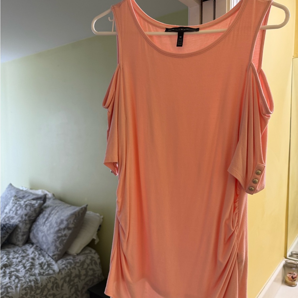 White House Black Market Coral Cold Shoulder Blouse